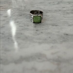 Elegant Green Stone Sterling Silver Ring